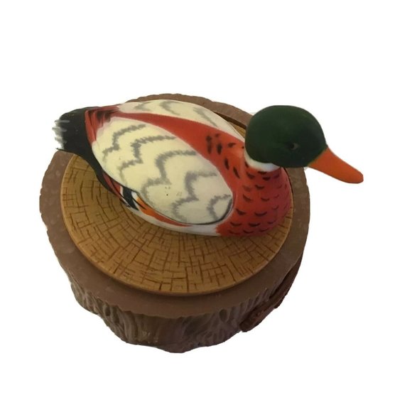 Vintage Duck Decoy Mallard Oval Plastic Brown Storage Box Decor 3" - Picture 7 of 7